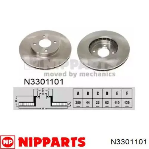 Передние тормозные диски N3301101 Nipparts