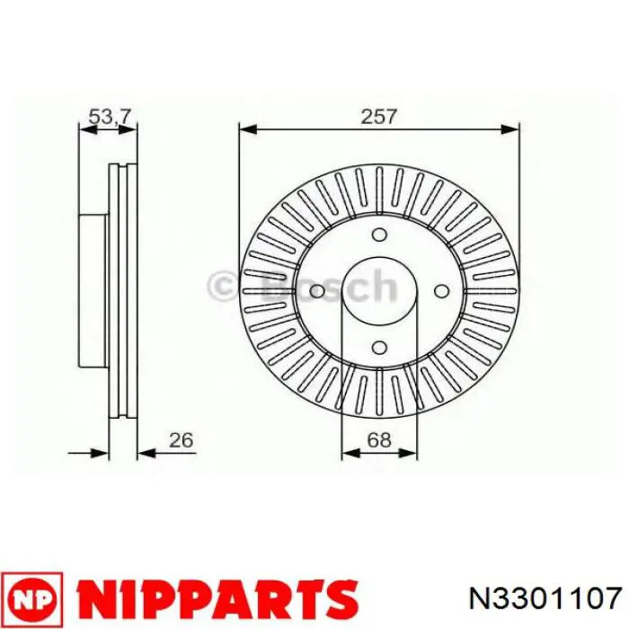 N3301107 Nipparts Диск тормозной передний