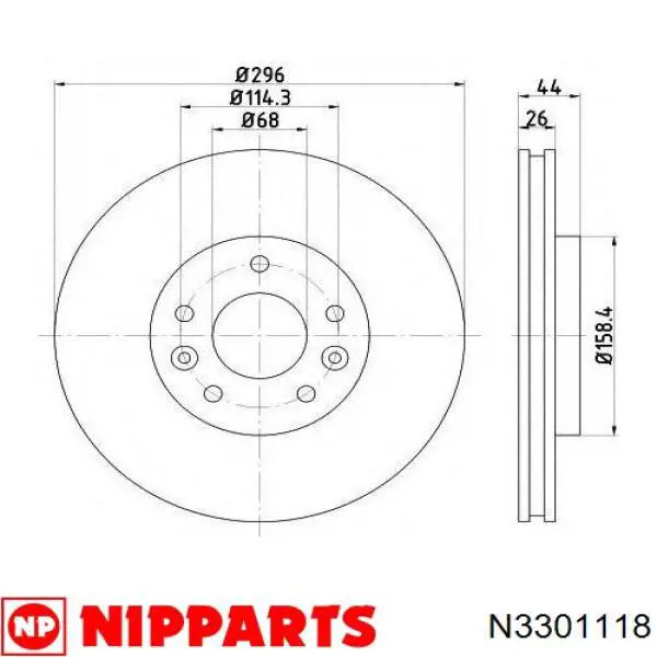 N3301118 Nipparts Диск тормозной передний