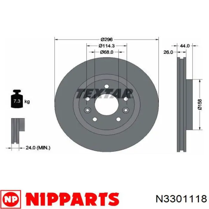 Тормоз дисковый передний Nipparts N3301118 цена, от 62.08 USD