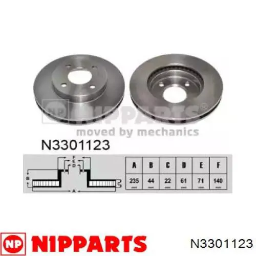 Передние тормозные диски N3301123 Nipparts