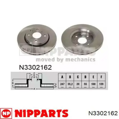 Передние тормозные диски N3302162 Nipparts