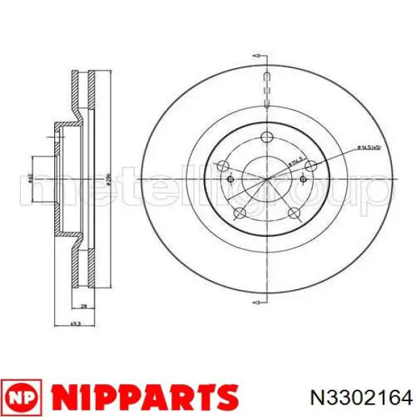 Тормоз дисковый передний Nipparts N3302164 цена, от 48.50 USD