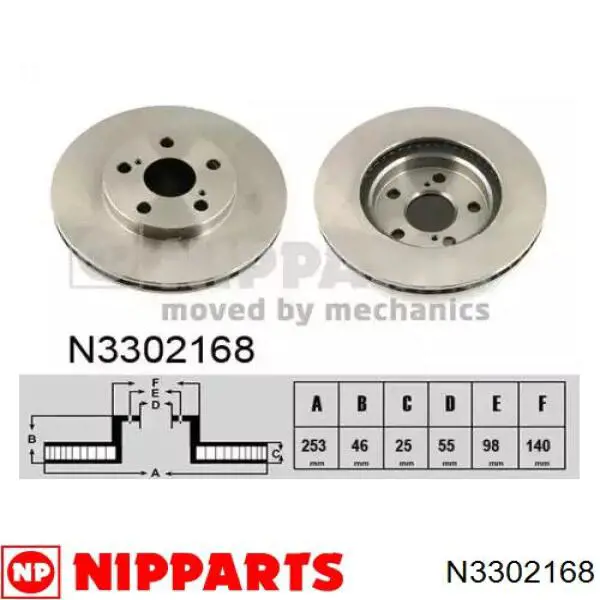 N3302168 Nipparts передние тормозные диски