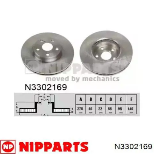 Передние тормозные диски N3302169 Nipparts