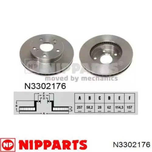 Передние тормозные диски N3302176 Nipparts