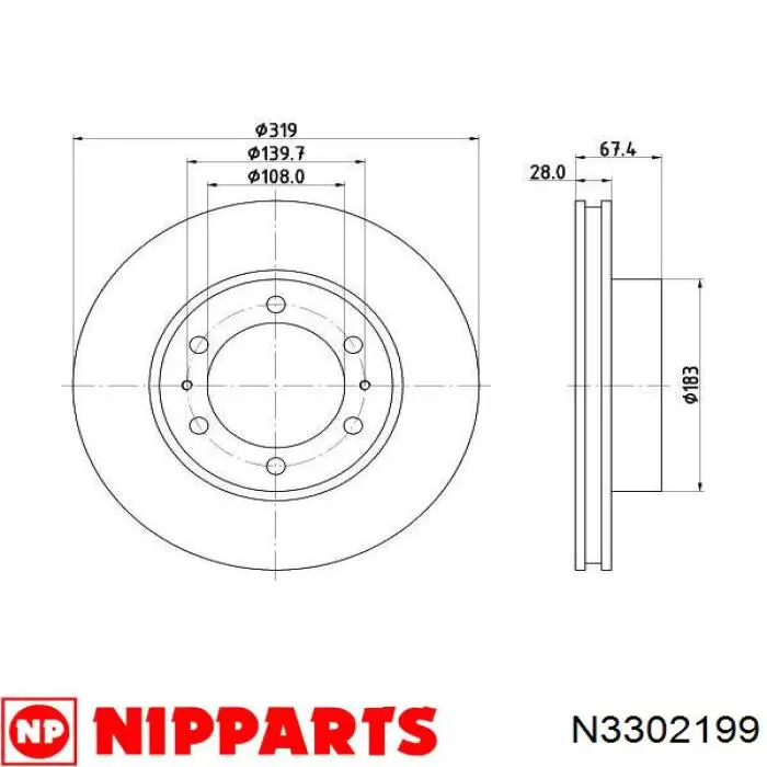 Передние тормозные диски N3302199 Nipparts