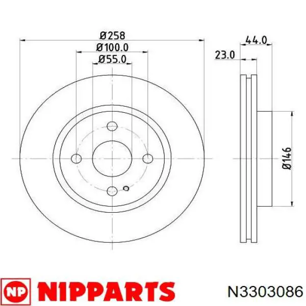 Передние тормозные диски N3303086 Nipparts