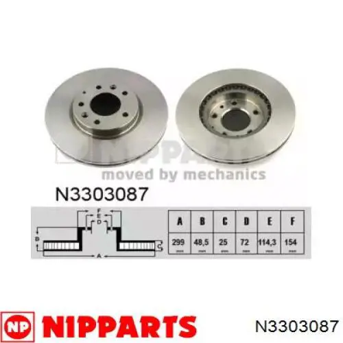 N3303087 Nipparts диск тормозной передний