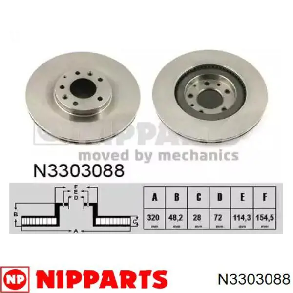 N3303088 Nipparts диск тормозной передний