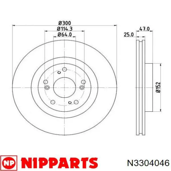 Тормоз дисковый передний Nipparts N3304046 цена, от 58.34 USD