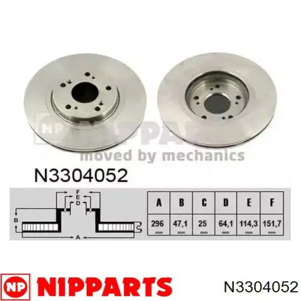 N3304052 Nipparts диск тормозной передний
