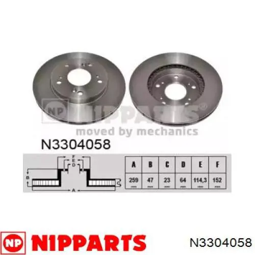 Передние тормозные диски N3304058 Nipparts