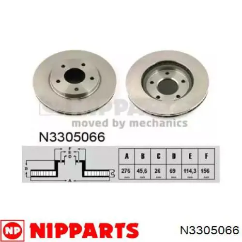 Передний тормозной диск Nipparts N3305066