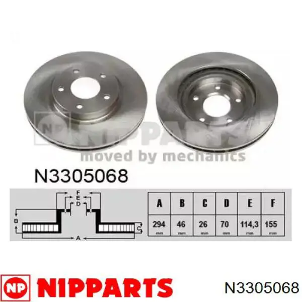 N3305068 Nipparts диск тормозной передний