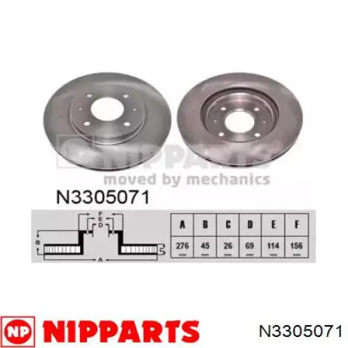 Передний тормозной диск Nipparts N3305071