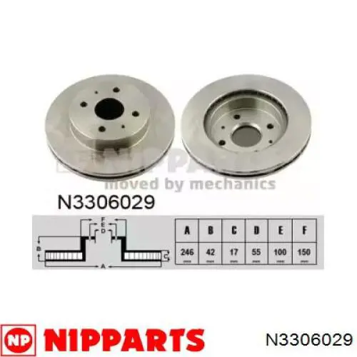 Передние тормозные диски N3306029 Nipparts