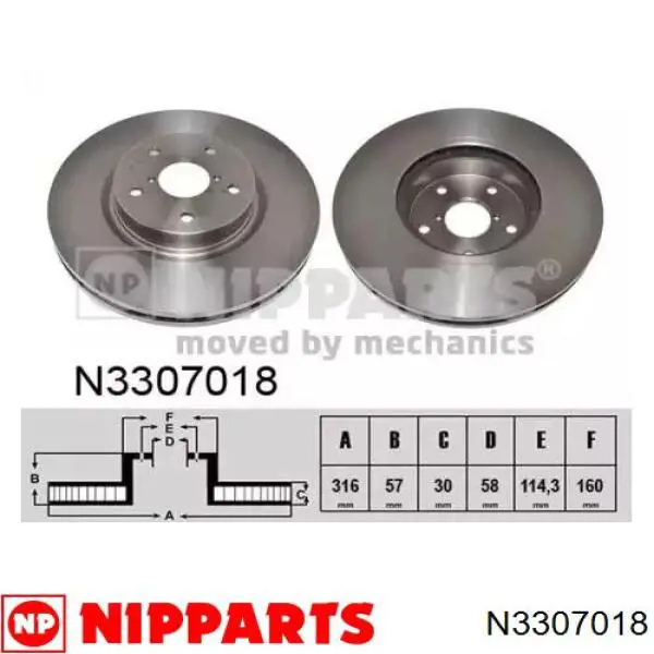 N3307018 Nipparts диск тормозной передний