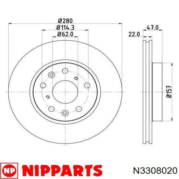 N3308020 Nipparts Диск тормозной передний