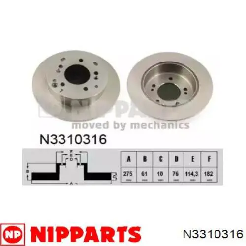 N3310316 Nipparts тормозные диски