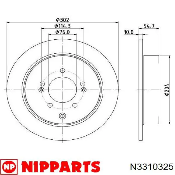 Задний тормозной диск Nipparts N3310325 цена, от 48.99 USD
