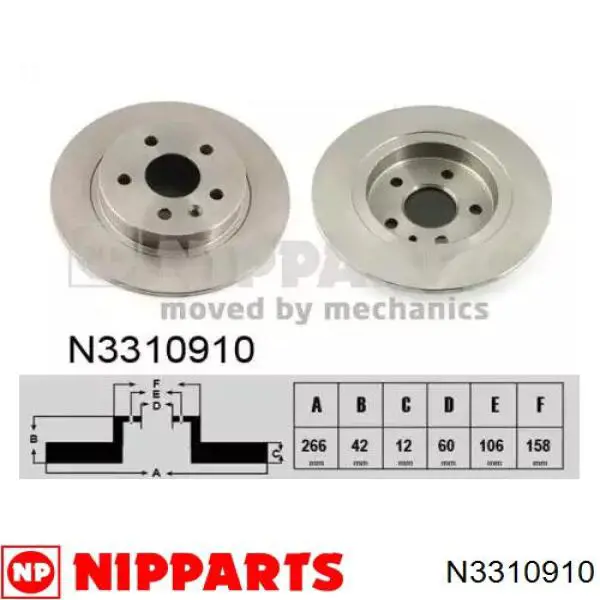N3310910 Nipparts диск тормозной задний