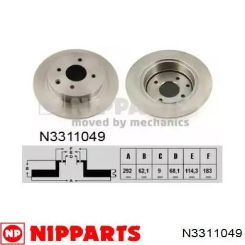 Тормозные диски N3311049 Nipparts