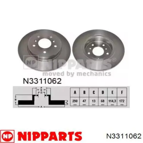 N3311062 Nipparts диск тормозной задний