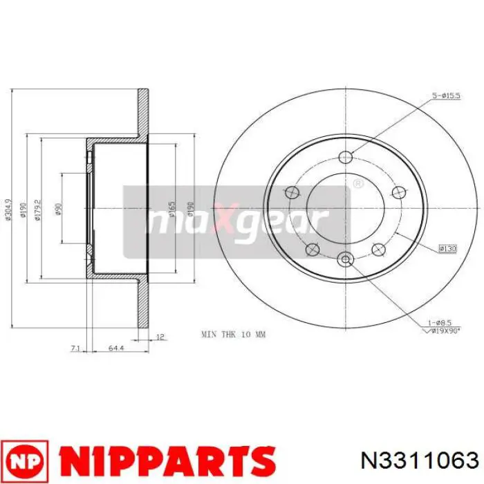 Тормозные диски N3311063 Nipparts