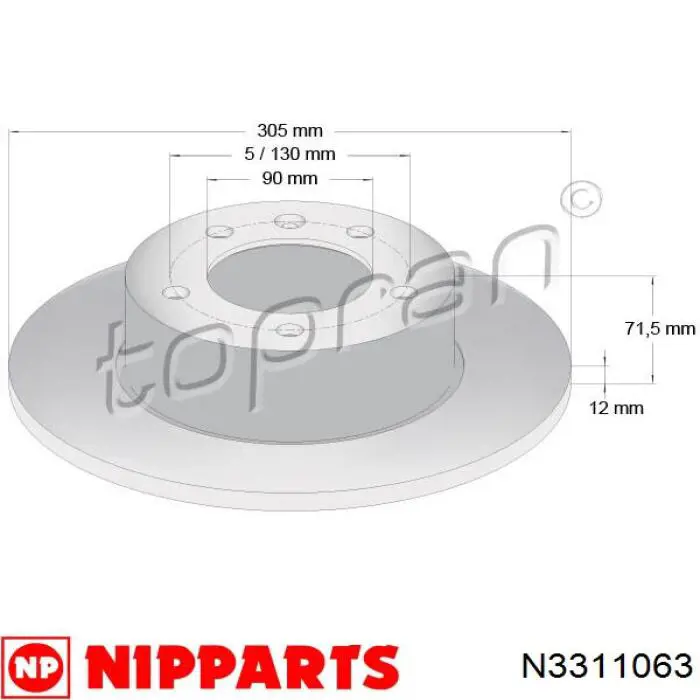 Купить N3311063 Nipparts Диск тормозной задний
