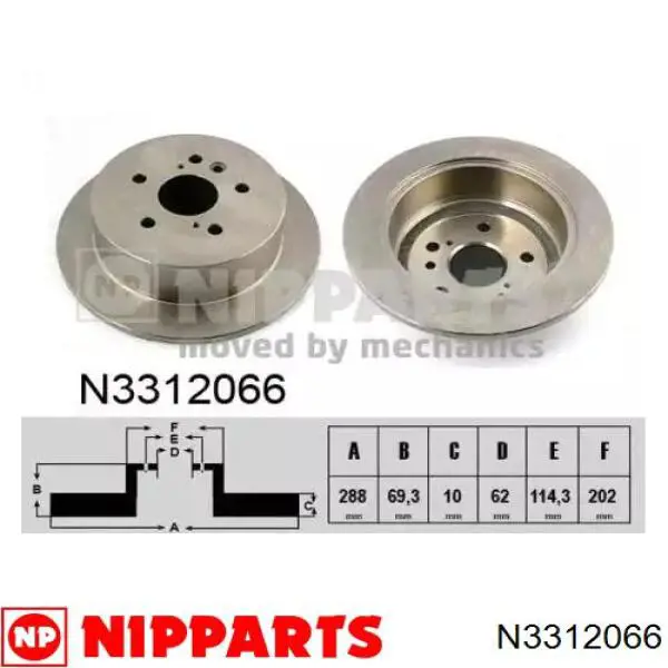 N3312066 Nipparts диск тормозной задний