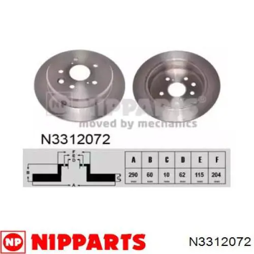 Тормозные диски N3312072 Nipparts