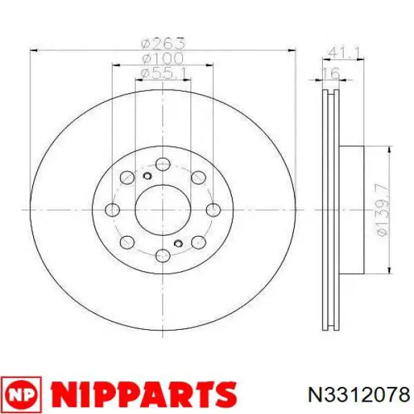 Тормозные диски N3312078 Nipparts