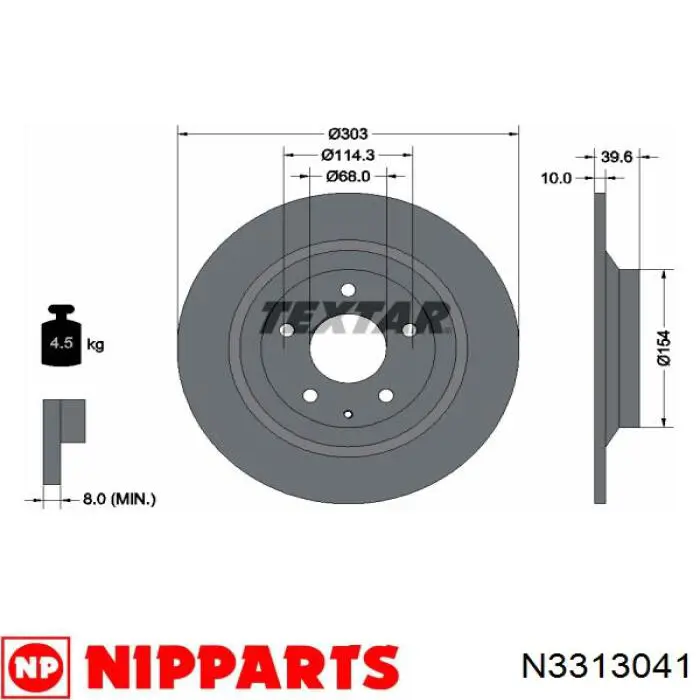 Задний дисковый тормоз Nipparts N3313041