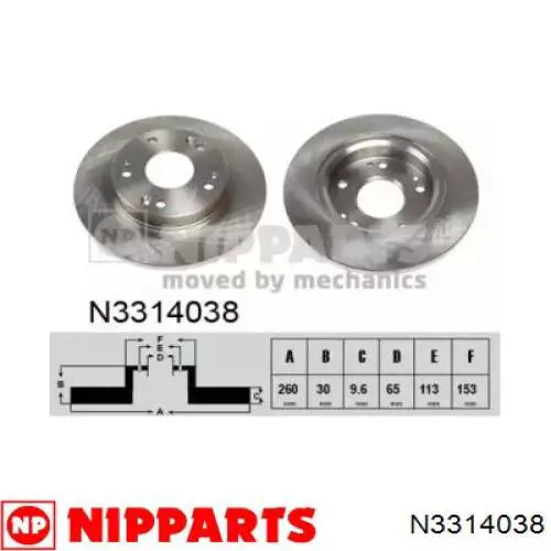 Тормозные диски N3314038 Nipparts