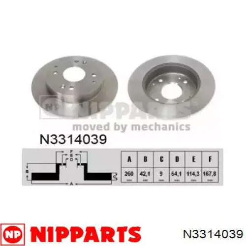 Тормозные диски N3314039 Nipparts