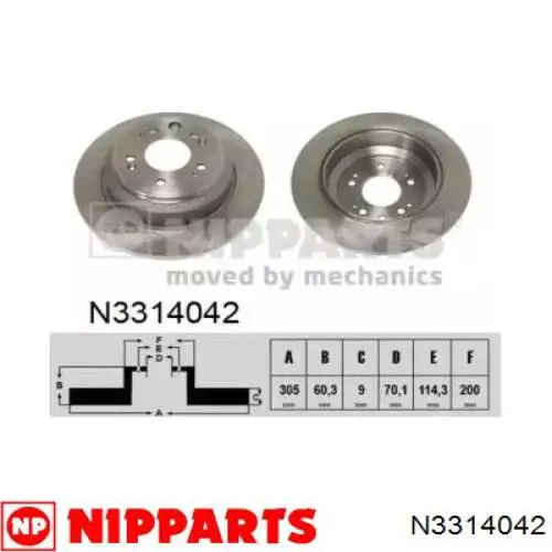 Задний дисковый тормоз Nipparts N3314042