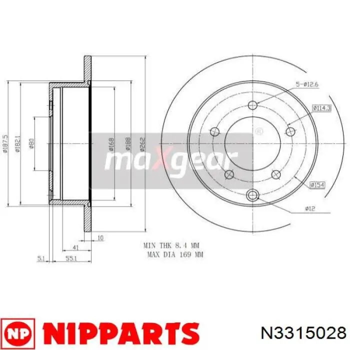 Задний дисковый тормоз Nipparts N3315028