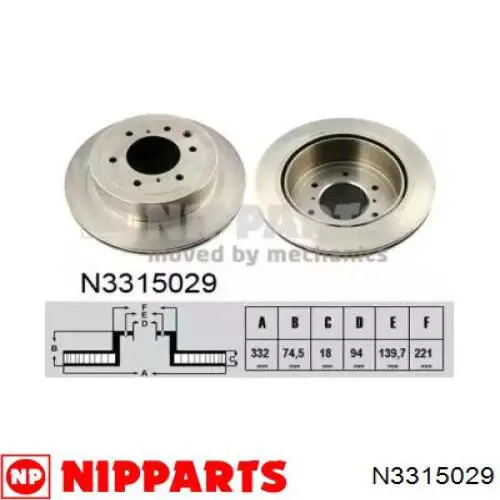 Тормозные диски N3315029 Nipparts