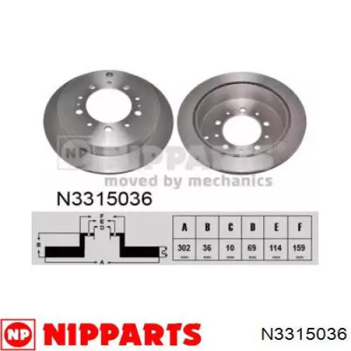 Тормозные диски N3315036 Nipparts