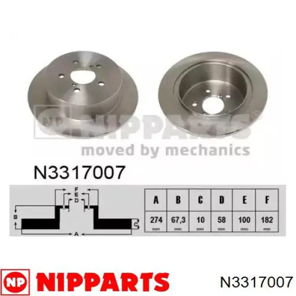 Тормозные диски N3317007 Nipparts