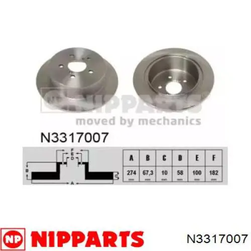 Купить N3317007 Nipparts Диск тормозной задний
