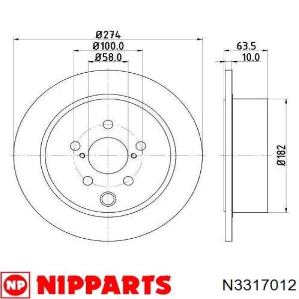 Купить N3317012 Nipparts Диск тормозной задний