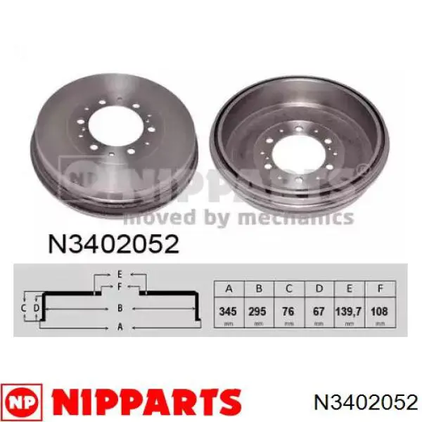 N3402052 Nipparts tambor do freio traseiro