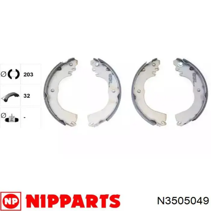 N3505049 Nipparts Барабанные тормозные колодки