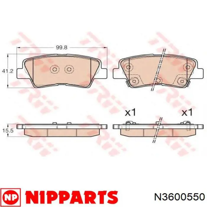 Купить N3600550 Nipparts Колодки тормозные