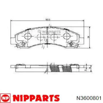 N3600801 Nipparts sapatas do freio dianteiras de disco