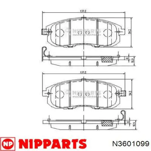 Передние тормозные колодки N3601099 Nipparts