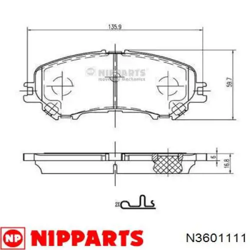 Передние тормозные колодки N3601111 Nipparts