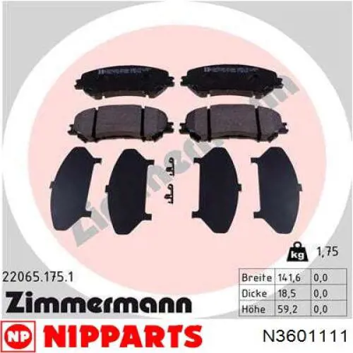 Купить N3601111 Nipparts Колодки тормозные